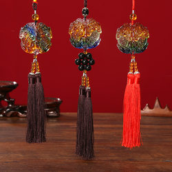Seven-Star Double Pixiu Tassel Pendant, Glass Retro Hanfu Accessory, Jewelry, Car Pendant, Ancient Style Jade Ornament