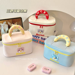 New Cute Bear Dopamine Portable Makeup Bag for Women, Large Capacity Portable Travel Toiletry and Cosmetics Storage Bag