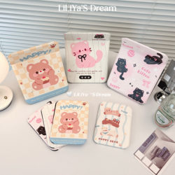 Cartoon Animal Cute Folding Makeup Mirror Storage Portable Desktop Mirror for Students Dormitory Use