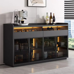 Slate Sideboard Against the Wall Integrated Storage Cabinet Solid Wood Home Living Room Kitchen Side Cabinet Light Luxury Glass Door Tea Cabinet