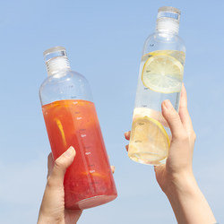 Summer Water Cup, High-Looking Glass Cup with Time Scale, Cold Brew Bottle, Coffee Drink, Portable Large-Capacity Transparent Cup