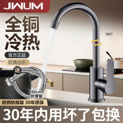Stainless Steel Kitchen Faucet with Hot and Cold Water, Splash-Proof, Two-In-One Sink for Washing Vegetables, Single Cold Water Sink for Washing Dishes