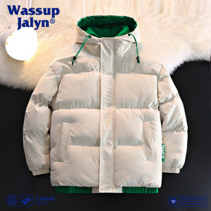 
WASSUP JALYN Hooded Thickened Cotton Coat Winter Men's Jacket Warm Trendy Cotton Jacket Casual Trendy Brand Cotton Clothes