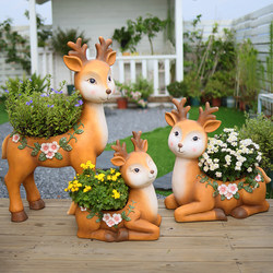Plum Blossom Deer Outdoor Courtyard Decoration Ornaments Balcony Landscaping Arrangement Animal Yard Garden Trendy Creative Flower Pot