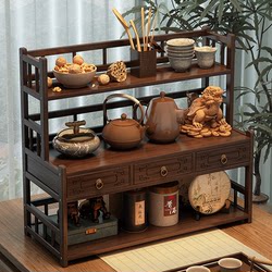 Small Desktop Display Shelf in New Chinese Style for Tea Sets, Purple Clay Teapots, Ornaments, and Tea Storage Rack