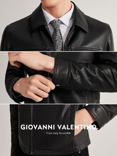 Giovanni valentino Men's Genuine Leather Jacket - Fall 2023