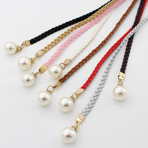 
Spring and summer women's fashionable knotted waist chain dress knitted waist rope women's decorative pearl belt multi-color one-piece shipping