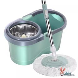 Thickened Mop Bucket with Rotating Stainless Steel Wringer, Household Mop Bucket for Hands-Free Washing, Dual-Use for Dry and Wet, Lazy Mop Bucket