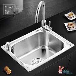 304 Single Basin Sink Single-Slot Stainless Steel Kitchen Household Large and Small Dishwashing Basin Sink Washbasin Water Basin Water Bucket