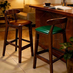 Bar Stool for Home Use, Solid Wood High Stool, Modern Minimalist Milk Tea Shop Front Desk Chair with Backrest, Nordic Creative Bar Chair