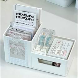 Cute Desktop Stationery Storage Box ins Compartments Large Capacity Pen Holder Miscellaneous Organizer Box