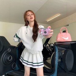 Cross-Border Long-Sleeved Tennis Wear for Women, Autumn and Winter Professional American Tennis Skirt Suit, Badminton Training Outdoor Sports Sweatshirt