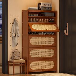 Shoe Rack for Home Entrance, Vintage-Style Shoe Cabinet Against the Wall, Dust-Proof, Multi-Layer, Large Capacity Shoe Storage Cabinet