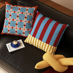 Dopamine Pillow, Living Room Striped Sofa Cushion, Bauhaus Contrasting Color Removable and Washable Cushion, Office Nap Pillow