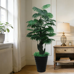 Artificial Money Tree Indoor Decoration Fake Green Plant Potted Landscape Large Artificial Plant for Living Room Floor-Standing Plastic Bonsai