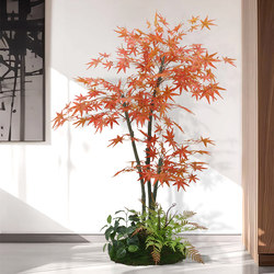High-End Artificial Maple Tree for Indoor Landscaping, Large Plant for Hotel Decoration, Fake Tree, Realistic Red Maple Tree, Floor-Standing Flower