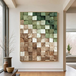 Modern Decorative Painting Mosaic Solid Wood Block Heim Sound-Absorbing and Sound-Enhancing Device High-End Sofa Living Room Wall Hanging Painting