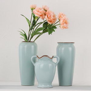 
Chinese ceramic living room entrance bo ancient shelf ornaments hydroponic flower arrangement light luxury classical Ru kiln vase antique celadon vase