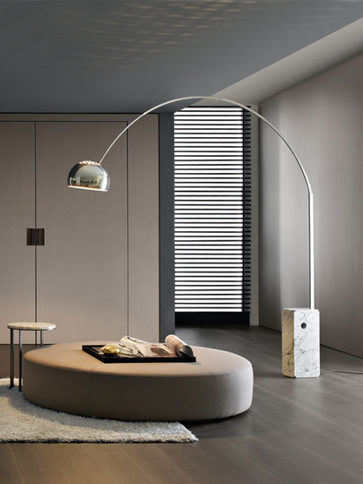 大理石リビングランプ デザイナーアーク大理石フロアランプ - 北欧のリビング照明