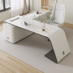 Italian-Style Minimalist Desk, Corner Office Desk, High-End Computer Desk, Executive Desk, Consultation Front Desk, L-Shaped Slate Workbench