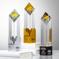 Creative Metal Crystal Trophy Company Annual Meeting Honor Award Team New Trophy Metal Cube High-End and Elegant
