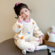 Children's pajamas flannel little girl autumn and winter small and medium-sized children's warm suit coral velvet winter girls' home clothes