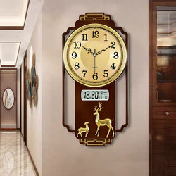 New Chinese-Style Wall Clock for Living Room, Fashionable Calendar Quartz Clock, Wall-Mounted, New Model, Elegant Clock, No-Drill Wall Clock
