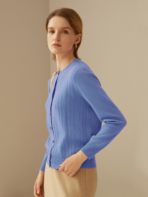 Deepsko Women's Mink Cashmere Sweater - Slim Fit High Neck Pullover, Light Blue