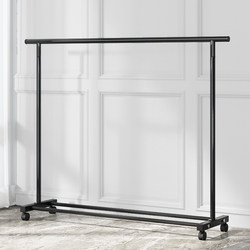 Coat Rack Double-Pole Mobile Clothes Drying Rack Floor-Standing Indoor Clothes Rack Simple Household Bedroom Clothes Storage Rack