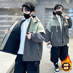 Boys' Fleece-Lined Padded Jacket Autumn and Winter 2026 New Style Thickened Cotton Coat Parka Trench Coat Trendy and Cool