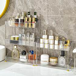Bathroom Countertop Storage Shelf, 12cm Wide, Narrow Style for Bathroom, Washbasin Skincare Product Cup Holder, Light Luxury Transparent