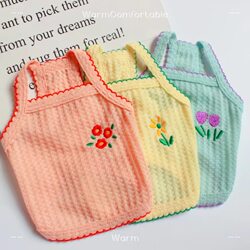 Dog Clothes Pet 23 Floral Embroidery Thin Strap Dress Spring and Summer Style Pomeranian Dog and Cat Apparel