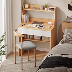 Computer Desk Desktop Bedroom Desk Student Home Desk Bookshelf Integrated Desk Student Study Desk and Chair Writing Desk