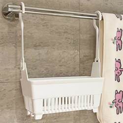 Japanese-Style Multifunctional Small Hanging Basket for Bathroom Storage, White Hanging Basket, No-Drill Wall-Mounted Shelf, Draining Basket
