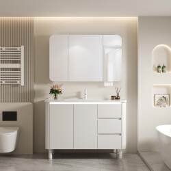Bathroom Cabinet Combination Floor-Standing Cream Washbasin Washbasin Cabinet Bathroom Ceramic Integrated Basin Washbasin
