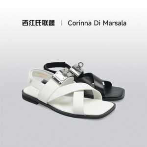 
[西红shi] First-layer cowhide lining genuine leather fashion sandals X22A67501-001 Heel height 1.5cm