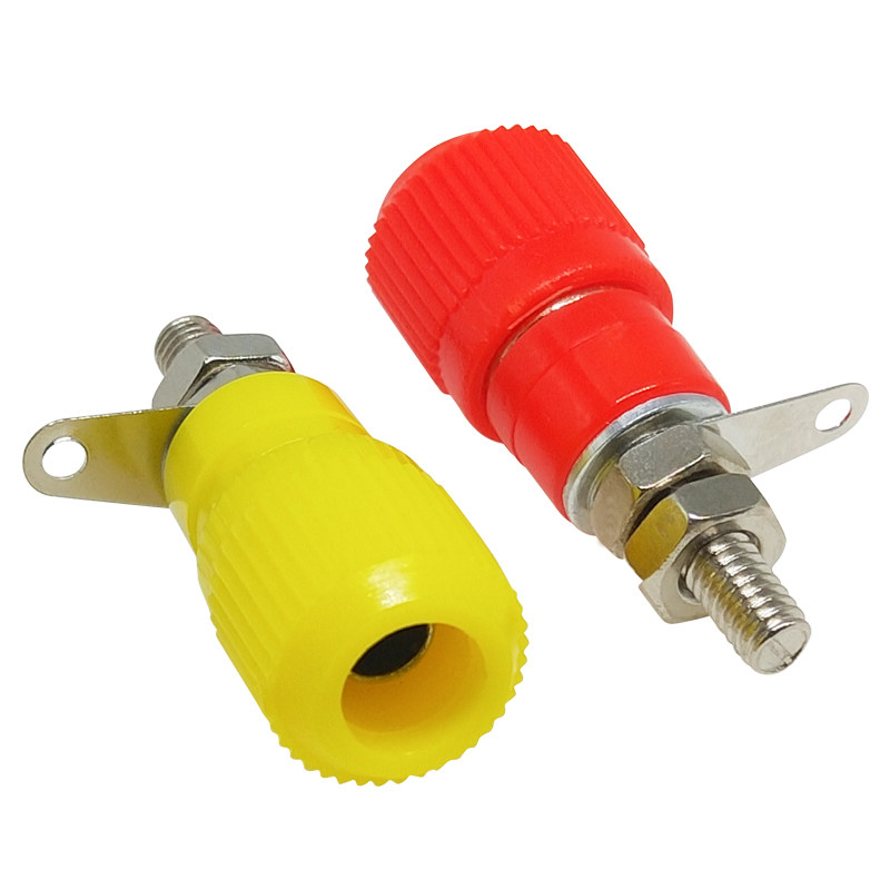 Bornes Connecteur Banane Femelle 4 Mm - Lot De 5 Paires - Nickel Plaqué, Longueur 34 Mm - Pour Câblage Audio, électronique - 12