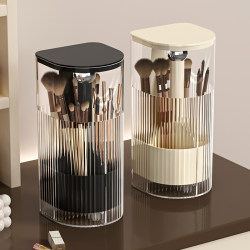 Makeup Brush Storage Tube with Press-Type Dustproof Design, High-End Dressing Table Eyebrow Pencil and Powder Brush Holder, Automatic Lifting Brush Holder