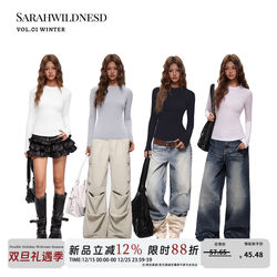 Sarahwildnesd American-Style Crew Neck Fleece Tight-Fitting Long-Sleeve T-Shirt for Women, Slim-Fit Inner Layer Base Shirt Top