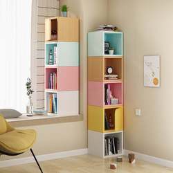 Bookshelf Storage Rack Floor-Standing Corner Household Small Storage Grid Cabinet Bay Window Simple Combination Children's Bookcase