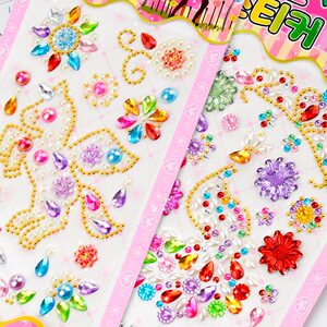 
Unicorn Crown 3d Three-dimensional Animal Pearl Love Diamond Gem Sticker Children's Stage Face Makeup Sticker