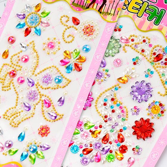 
Unicorn Crown 3d Three-dimensional Animal Pearl Love Diamond Gem Sticker Children's Stage Face Makeup Sticker