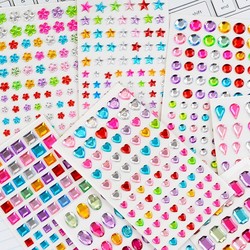 Children's Heart-Shaped Five-Pointed Star 3D Diamond Gem Stickers Baby Stage Face Makeup Decoration Crystal Stickers