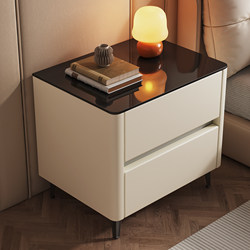 Soft-Covered Bedside Table for Bedroom, High-End Bedside Cabinet for Home Use, 2026 New Model, Italian-Style Leather Small Storage Cabinet