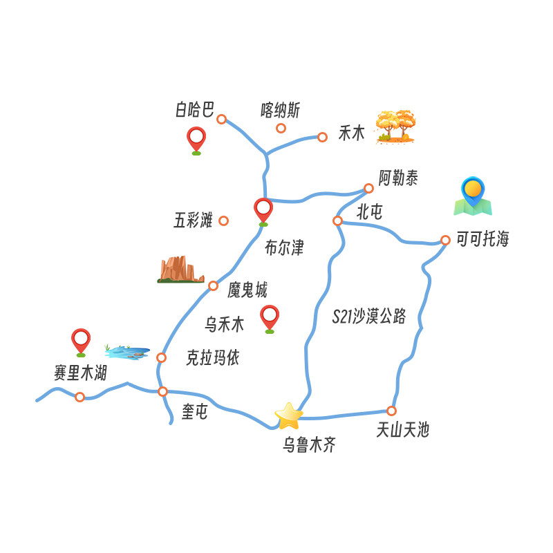 往返直飞新疆旅游赛里木湖喀纳斯禾木阿勒泰纯玩私家小团7天6晚