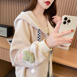 Early Spring Design-Focused Niche Sweatshirt for Women, Spring and Autumn 2026 New Hooded Top, Loose Fit, Short Jacket for Petite Figures