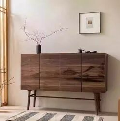 Entrance Hall Cabinet, Solid Wood Foyer Cabinet, North American Walnut, Nordic Living Room, Wabi-Sabi Style, Storage, Chinese Tea Cabinet