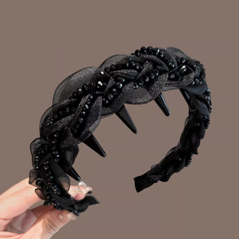 Hepburn Style Mesh Headband Women's 2025 New Face Revealing Small High Skull Headband Hairpin Princess of Paris Headwear