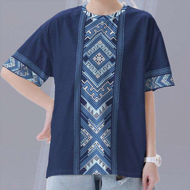 Let's have no boundary Chinese ethnic style Guangxi Zhuang ethnic minority totem large size quick-drying T-shirt men's and women's clothing t-shirts