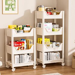 Bookshelf Storage Rack, Floor-Standing, Simple Household Use, Children's Toy Storage, Reading Mobile Cart, Bookcase with Multiple Layers and Wheels
